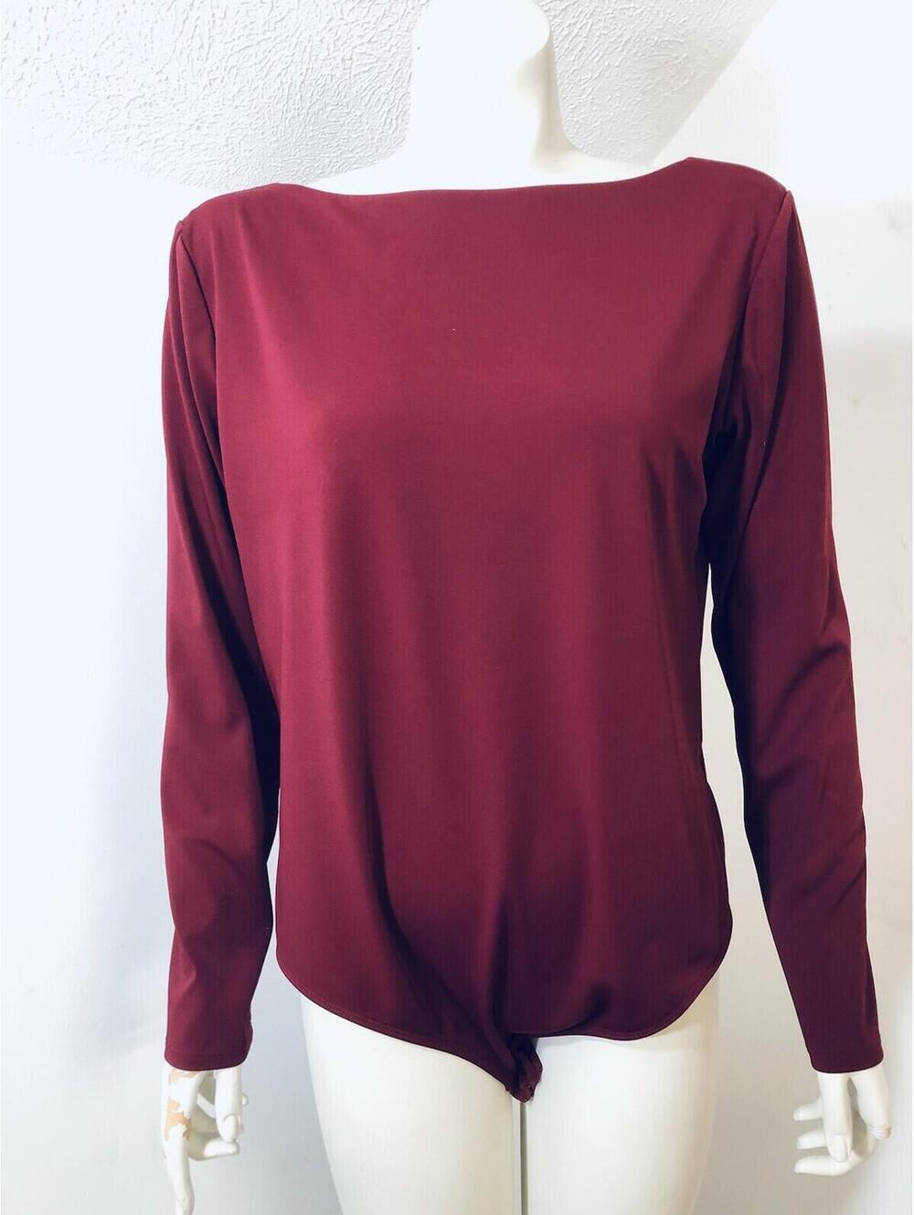 Express New no Tag Womens XL Bodysuit Burgundy Longsleeves Body Contour